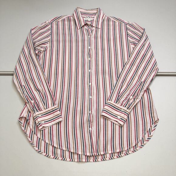 XiRENA Tops - XIRENA Beau Striped Pink Blue 100% Cotton Button Down Shirt Women’s Size XS